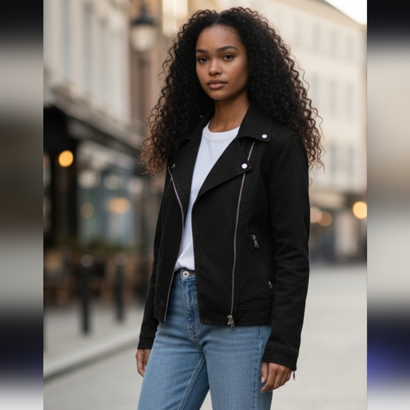 LRL Lauren Jeans Manhatten Denim Black Jean Jacket Womens Size M - Picture 16 of 16